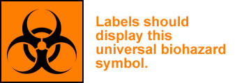 Black Biohazard symbol with an orange background