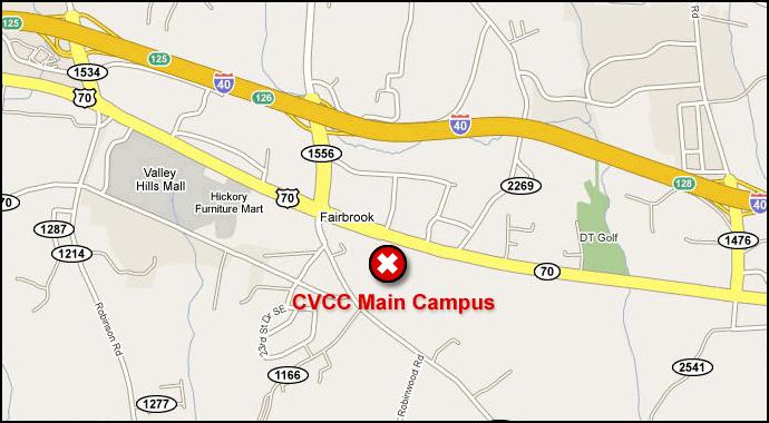 Map showing location of the CVCC Main Campus