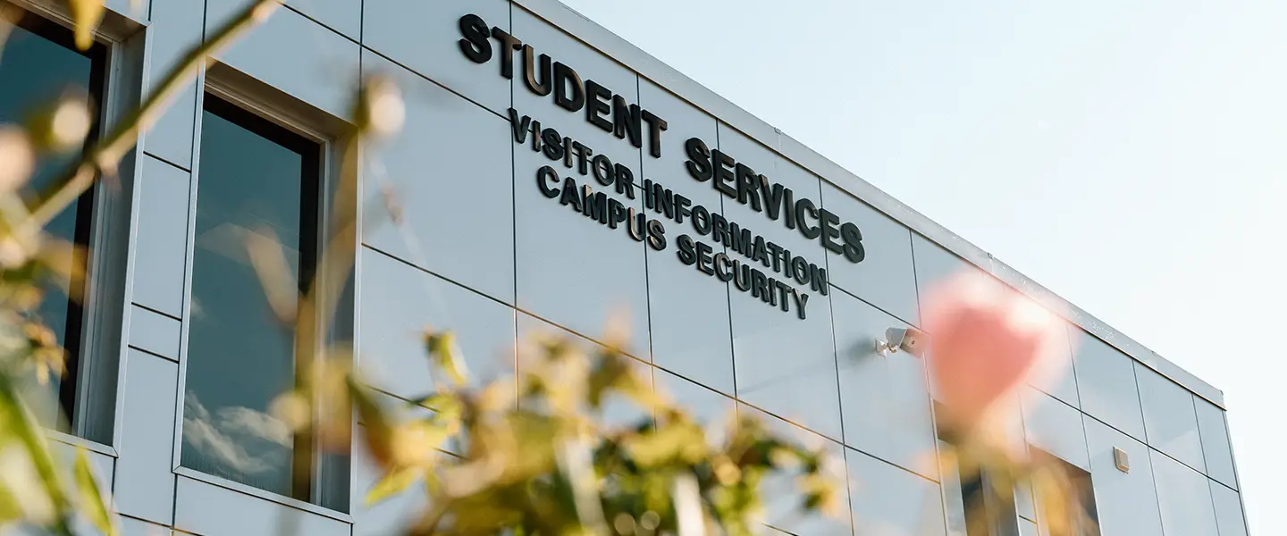 CVCC Student Services building with bold signage.