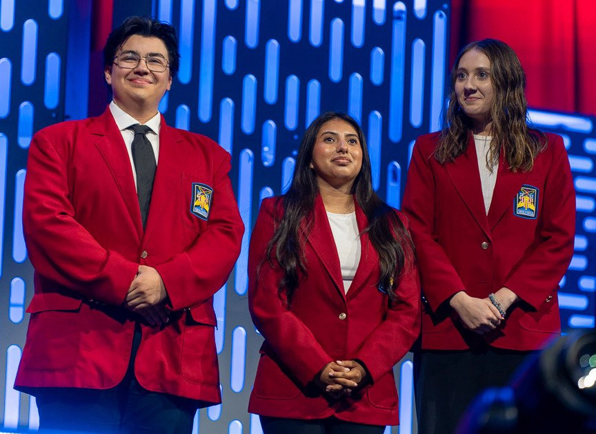 CVCC Skills USA Students in red blazers receive the Gold Chapter of Distinction and captured the prestigious Outstanding Chapter Award in the postsecondary division.